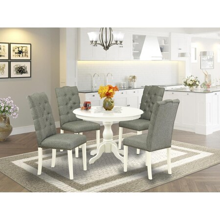 East West Furniture 5 Piece Hartland Dinette Set - Linen White HBEL5-LWH-07